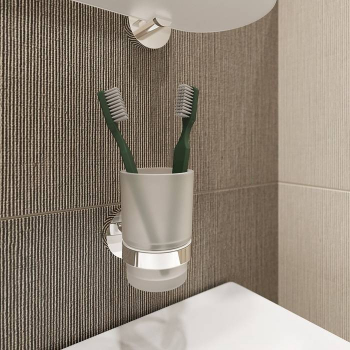 Подстаканник одинарный матовое стекло сплав металлов Sena IDDIS SENSSG1i45 для ванной комнаты. Фото